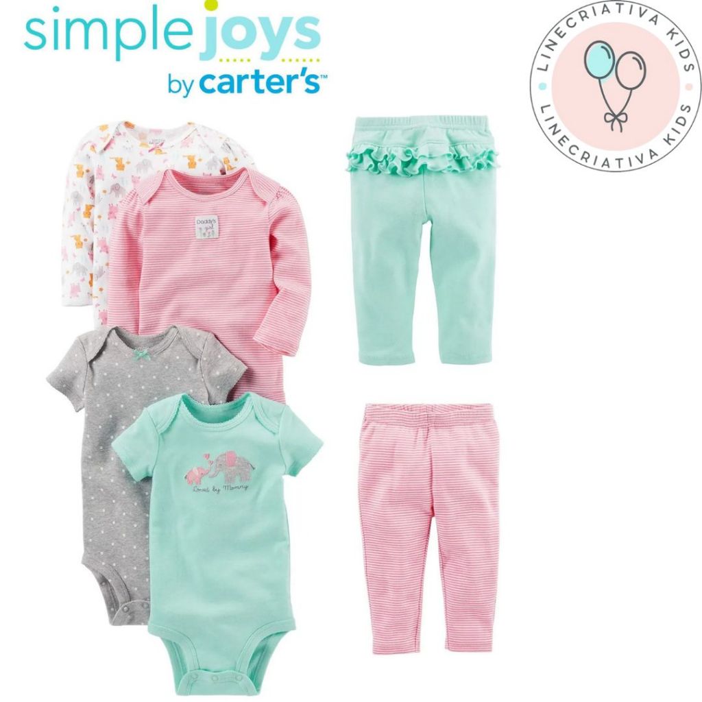 Conjunto/Kit 6 peças - Bichos - Menina Bebê - Carter's 24 meses em Oferta na Shopee