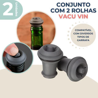 Jogo 2 Rolhas Em Abs e Borracha Para Bomba Á Vácuo Original Vacu Vin em Oferta na Shopee