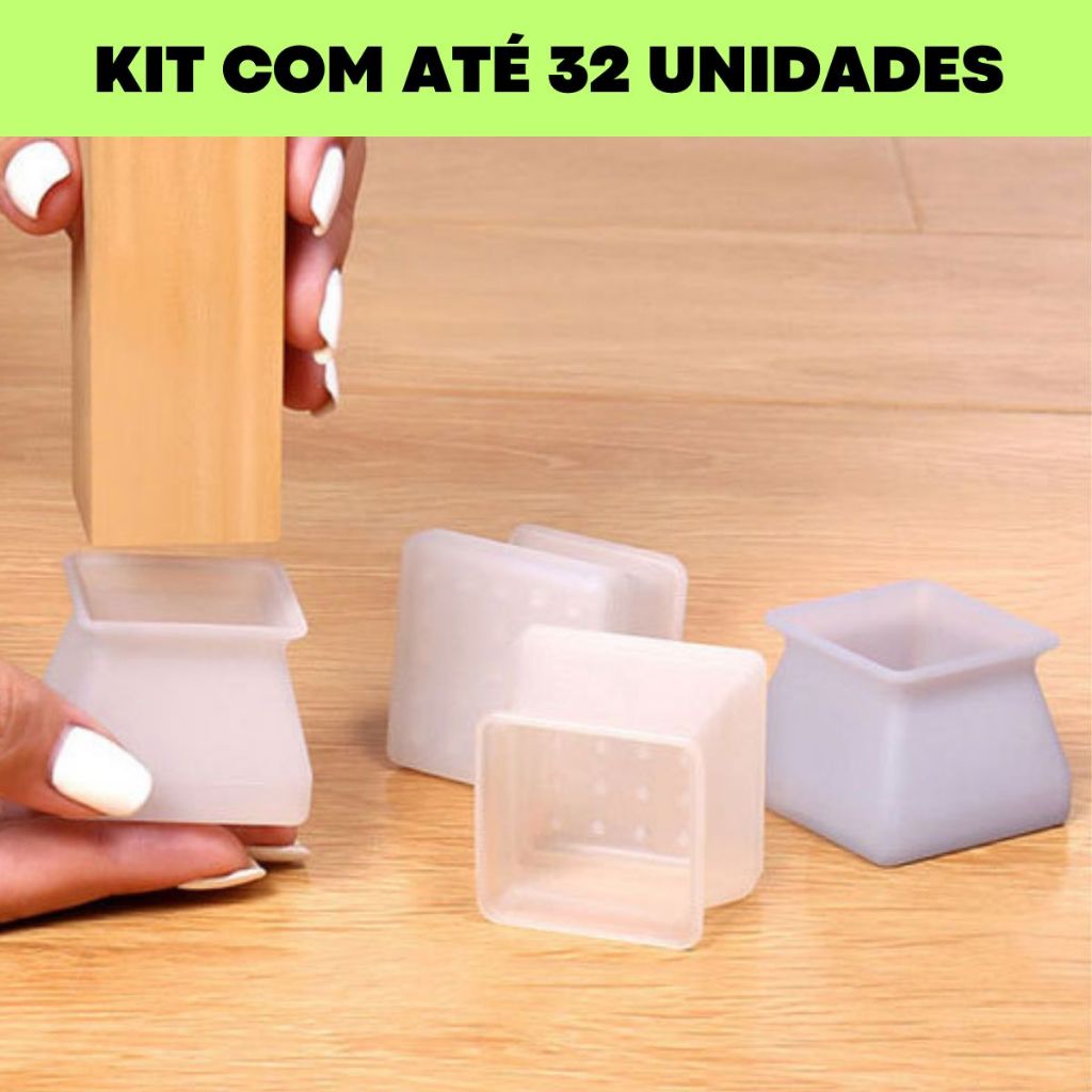 Kit Protetor Ponteira De Silicone Para Pés Cadeira Perna Mesa