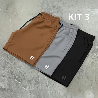 Kit 3 Bermudas Com Elastano / Shorts Masculina Tactel