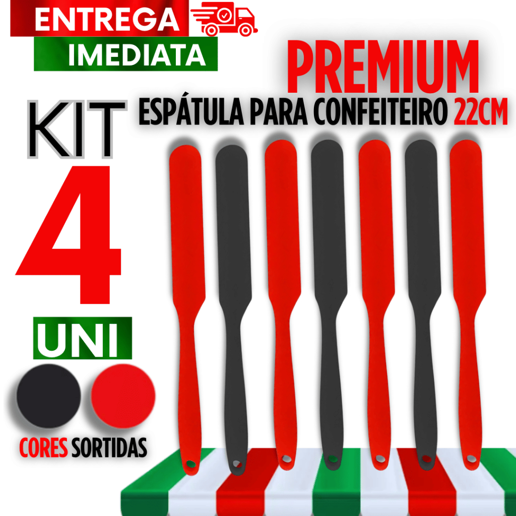 Kit 04 Espátula Para confeiteiro Fino De Silicone HM Durabil