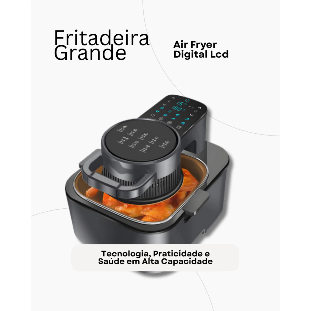 Air Fryer Fritadeira Elétrica Sem Óleo 8 Litros Digital Lcd Antiaderente Grande Capacidade