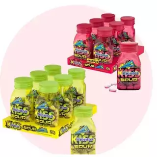 Bala Mentos Kiss Sour Limão e Morango Zero Açúcar com 6 unidades