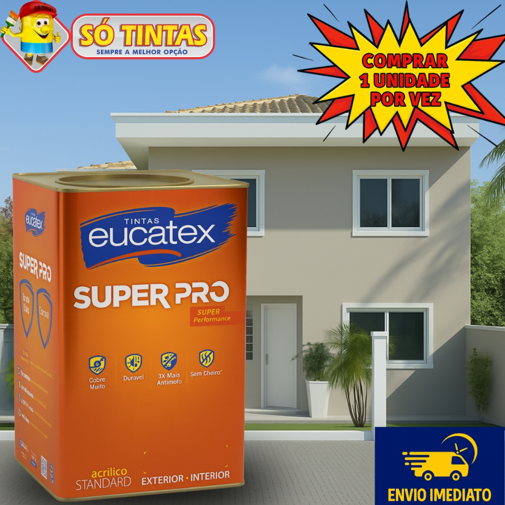 Tinta Acrílica Lavável Super Pró Fosco 18 Litros Eucatex, Interna e ...