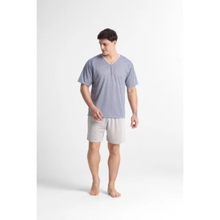 Pijama Masculino Curto Adulto Short e Blusa Manga Curta Verão Conjunto em Oferta na Shopee