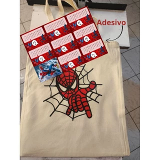 Homem aranha ecobag mais adesivo tabuada do homem aranha A4, tamanho 35/40