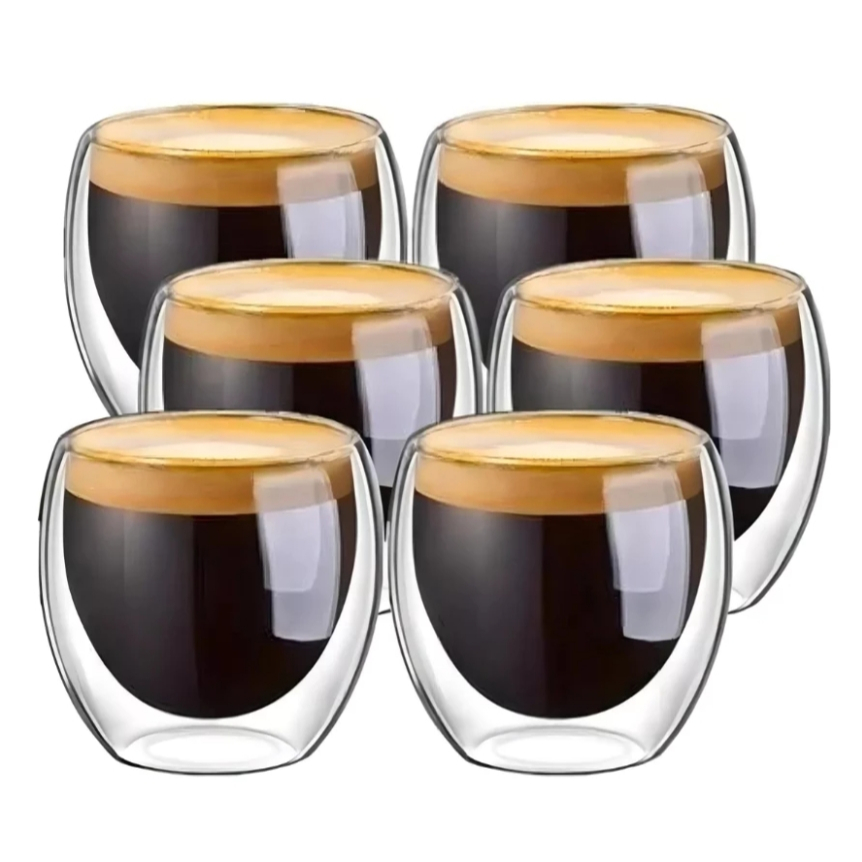Kit 6 Copos De Vidro Borasilicato Dupla Camada 100ml Nespresso Transparente