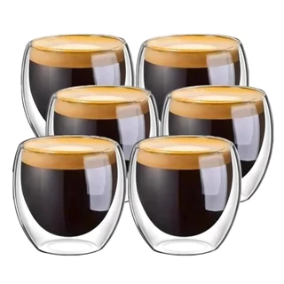 Kit 6 Copos De Vidro Borasilicato Dupla Camada 100ml Nespresso Transparente