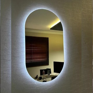 Espelho Oval Grande de Parede com LED Orgânico – Luz Quente e Fria para Banheiro Sala Quarto — foto 2 — Achou Levou Brasil