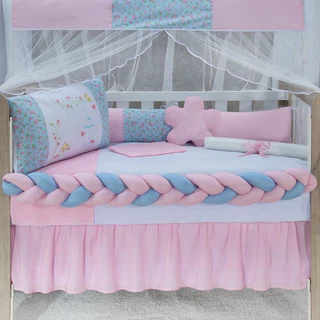 Kit Berço Americano Completo Para Menina 11 Peças Enxoval Algodão Decorado em Oferta na Shopee
