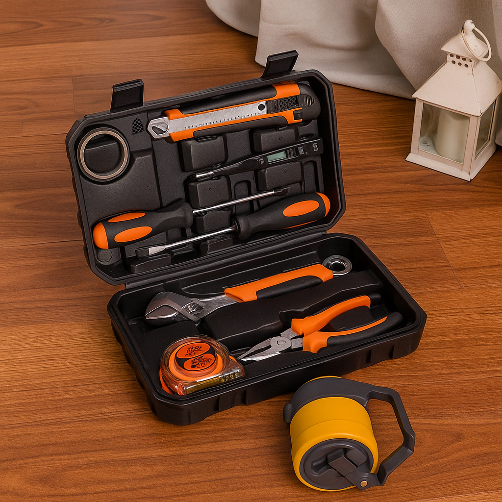 Super Kit Ferramentas Maleta Com 8 Peças Chave Inglesa E Alicate