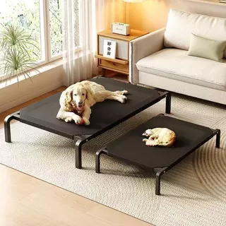 Cama Suspensa Para Pet Cao Gato Estrutura de Aço Resistente, Tecido Respirável Cor Preto Lavável Confortáve