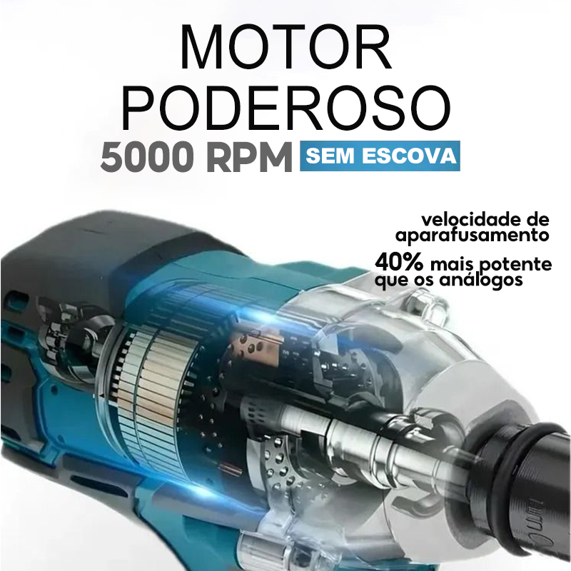 Parafusadeira Furadeira Chave de Impacto Elétrica Sem Fio Com 68V