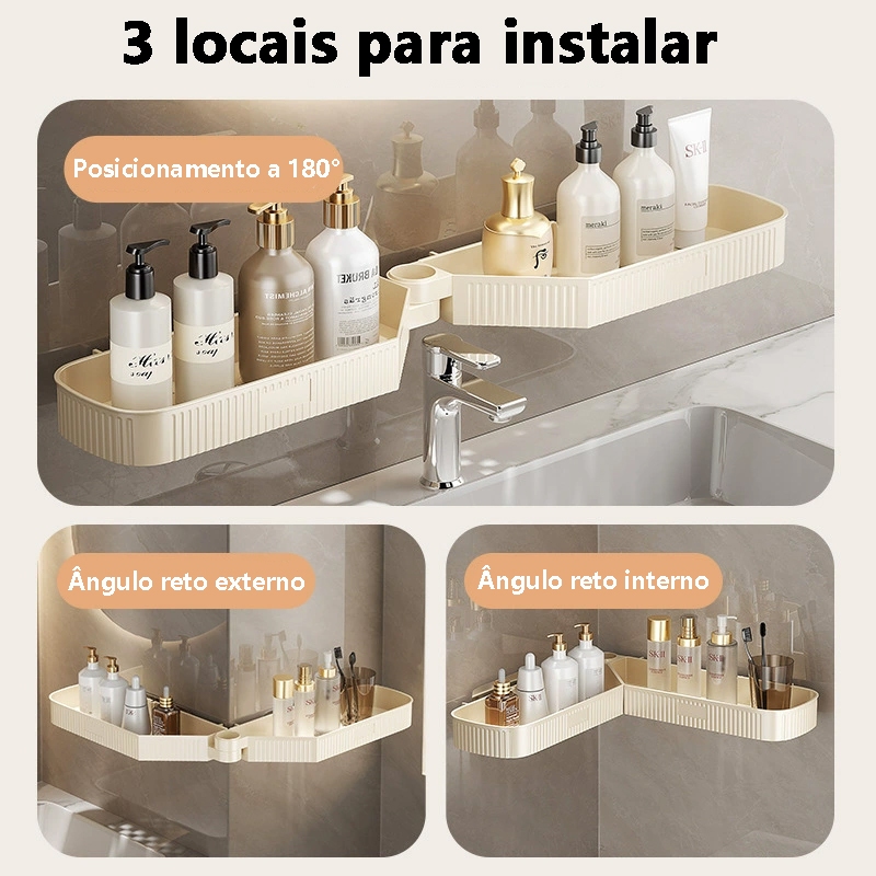 Prateleira Adesiva para Canto - Cozinha e Banheiro, Dobrável ...