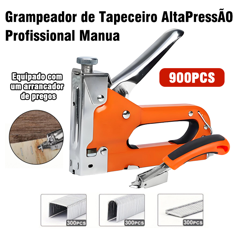 Grampeador de Tapeceiro Alta Pressão Profissional Manual + 900 Grampos ...