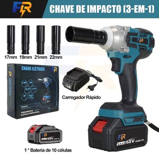 Chave de Impacto Elétrica Sem Fio Com 68V Bateria  Motor Brushless 4 Pecas Soquetes