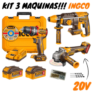 Kit Combo Parafusadeira + Esmerilhadeira + Martelete SdS Plus 20v (COSLI241198-9) Ingco