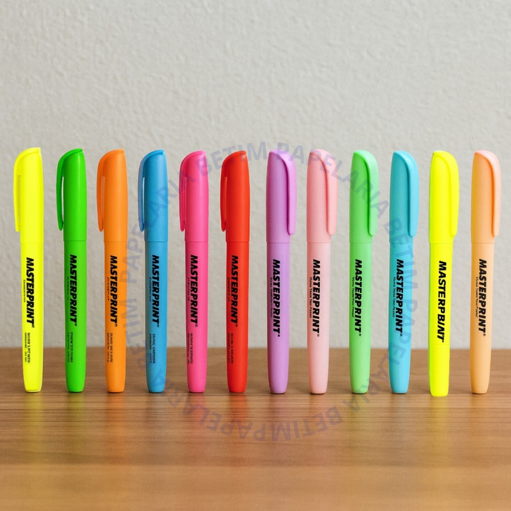 Kit Marca Texto Masterprint com 12 UN - 7 Tons neon + 5 Tons Pastel ...