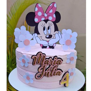 Topo de bolo Minnie Rosa | Festa | Personalizados