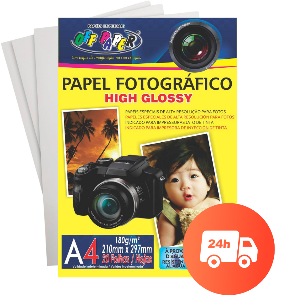 Papel Fotográfico Off Paper A4 20 Folhas High Glossy 180g | Shopee Brasil