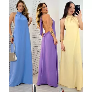 Vestido Longo Gola Alta Costa Nua Frente Única Festa Formatura Casamento Madrinha em Oferta na Shopee