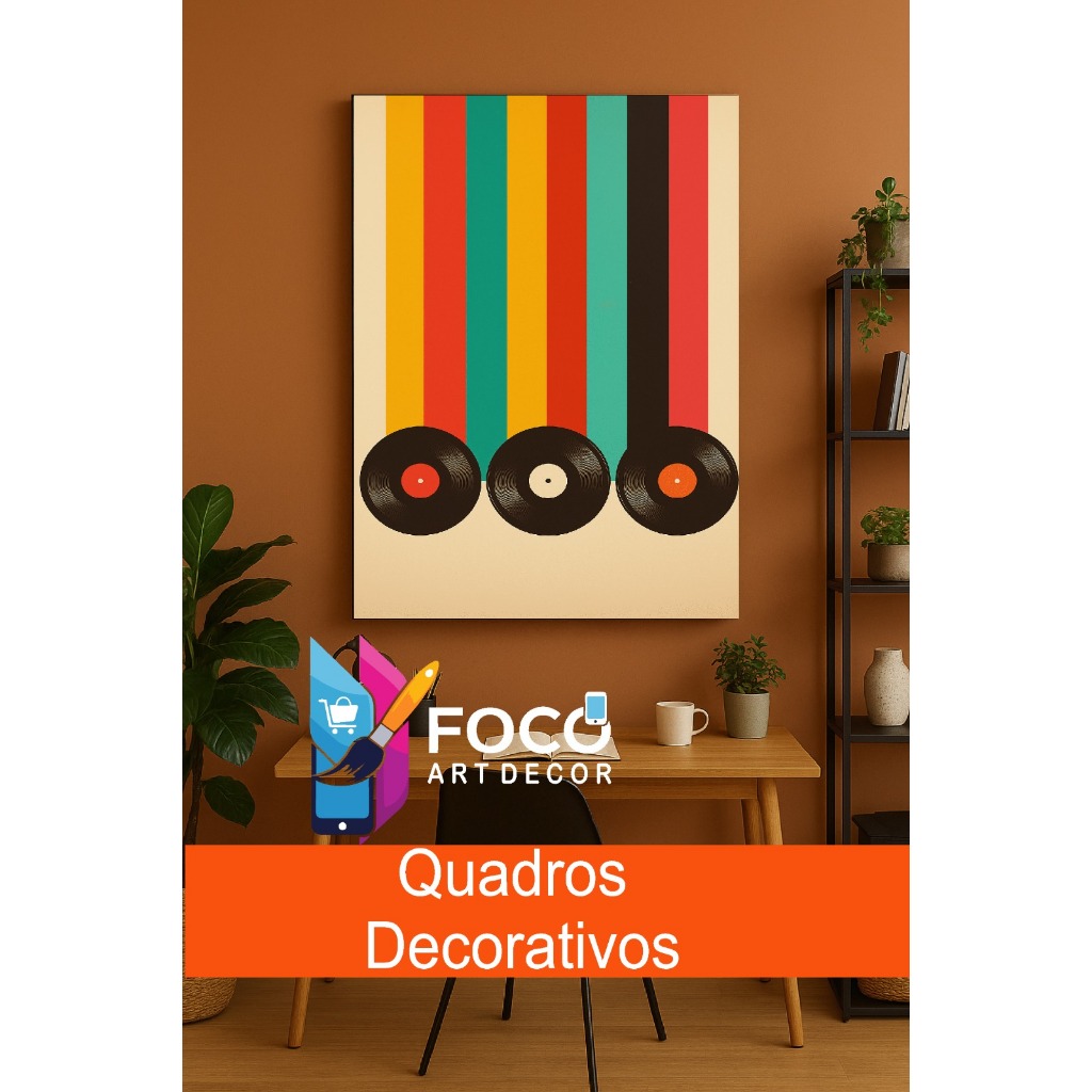 Quadro Decorativo Discos de Vinil Música Retrô Vintage para Sala Quarto ...