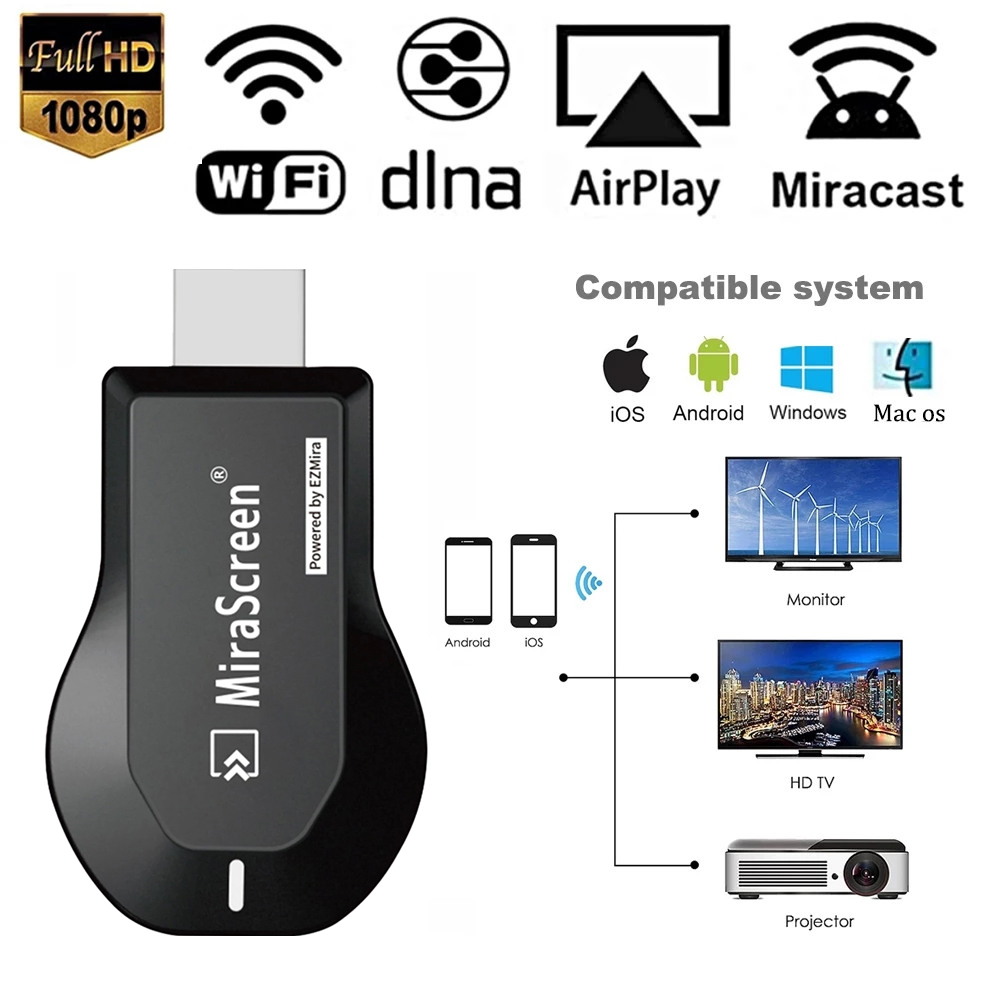 MiraScreen Miracast Tv Para Projetor iPhone Smartphone Espelhar Celular ...