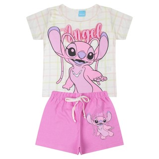 Pijama Stitch Angel Infantil Menina Feminino Verão -  Estampa Stitch Angel em Oferta na Shopee