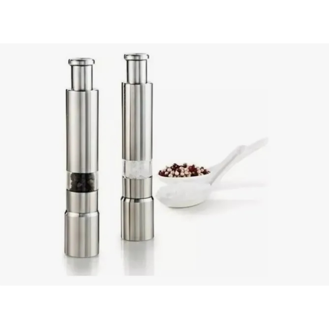 Kit 2 Moedor Em Inox Para Sal E Pimenta Manual Saleiro Botão