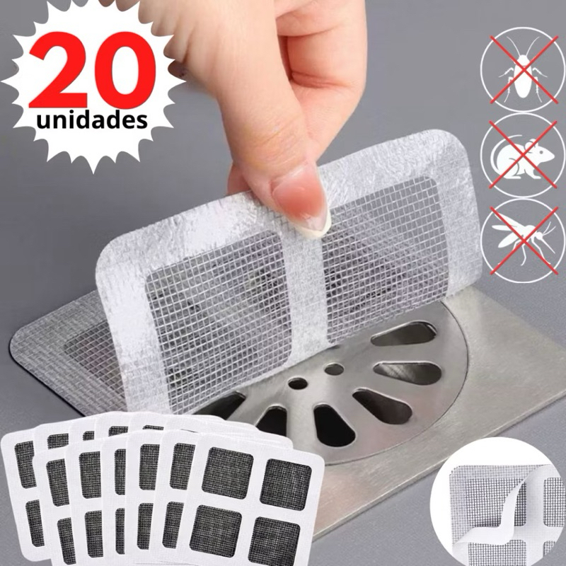 Kit 10/20 Tela Protetora Filtro Adesivo Para Ralo Banheiro Cozinha ...