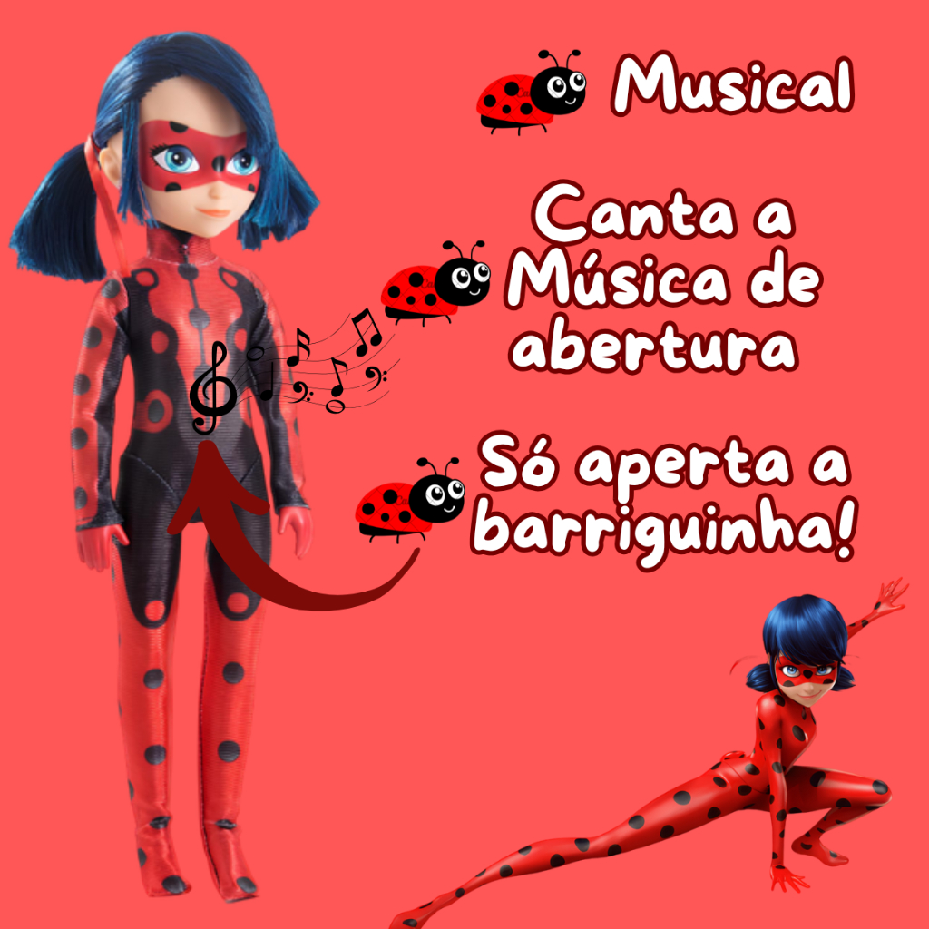 MEP LADYBUG Musical MIRACULOUS 45cm Original Aperta barriga e canta ...