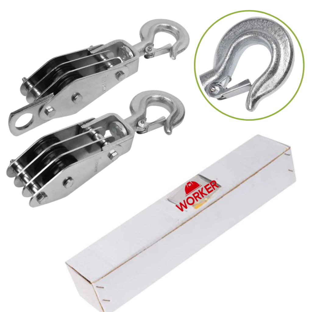 Moitão Worker Triplo 3 Roldanas –Talha manual 45mm 650kg Para Elevação ...