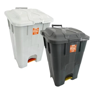 Lixeira com Pedal 60 Litros Grande Cesto Reforçado Tampa Preta Branca Lixão Para Cozinha e Comércio