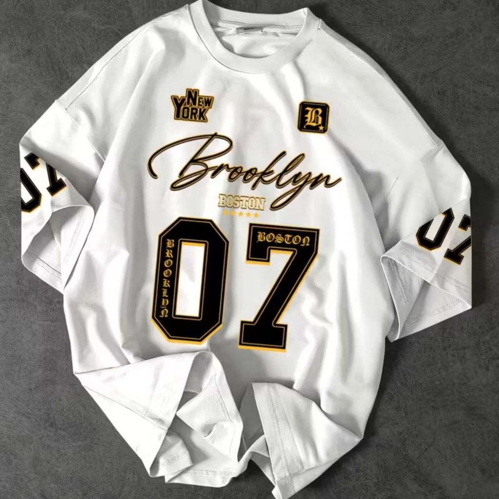 Oversized Camiseta Algodão 100% Masculina Casual Larga Estampa Brooklyn 07