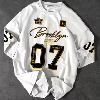 Oversized Camiseta Algodão 100% Masculina Casual Larga Estampa Brooklyn 07