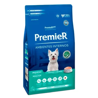 Ração Premier Ambientes Internos para Cães Adultos Raças Pequenas Sabor Frango e Salmão 2,5kg em Oferta na Shopee