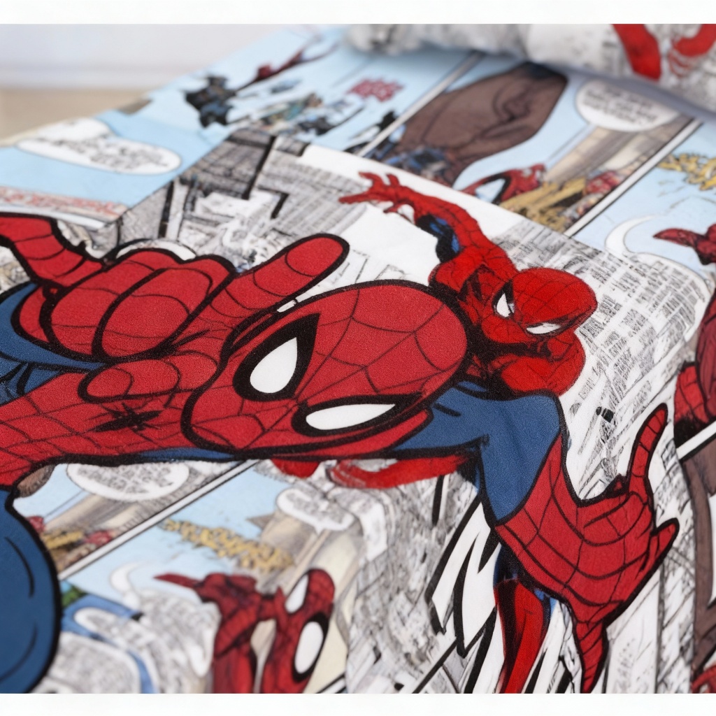 Lençol Cobre Leito Solteiro + Fronha Homem Aranha em Quadrinho | Cama Infantil Personagem Super Heró