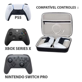 Case Maleta Estojo Para 2 Controles PS5 Xbox e Nintendo Switch Pro Proteção Portátil Anti Poeira PS4