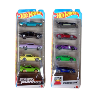 Hot Wheels Pack/5 Carrinhos Colecionáveis, Velozes & Furiosos, HW Moto Show com Ferrari!