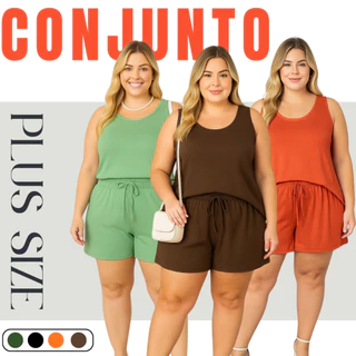 Conjunto Plus Size Verão Soltinho Regata e Shorts Leve em Oferta na Shopee
