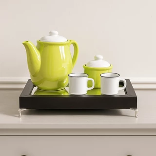 BANDEJA DECORATIVA CANTINHO DO CAFÉ COM ESPELHO em Oferta na Shopee