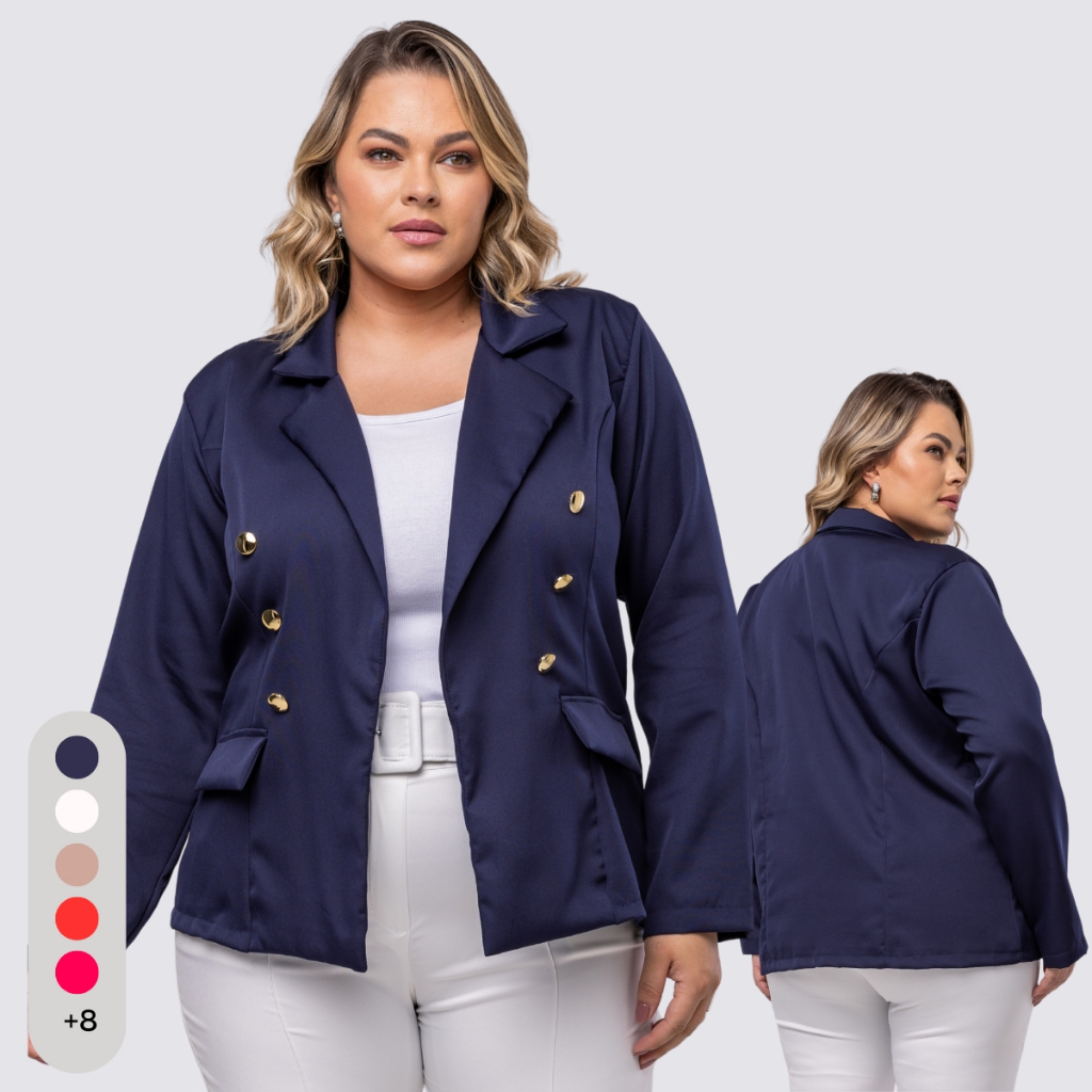 Blazer Feminino Alfaiataria Plus Size Terninho Moda Casual Formal G1 G2 ...