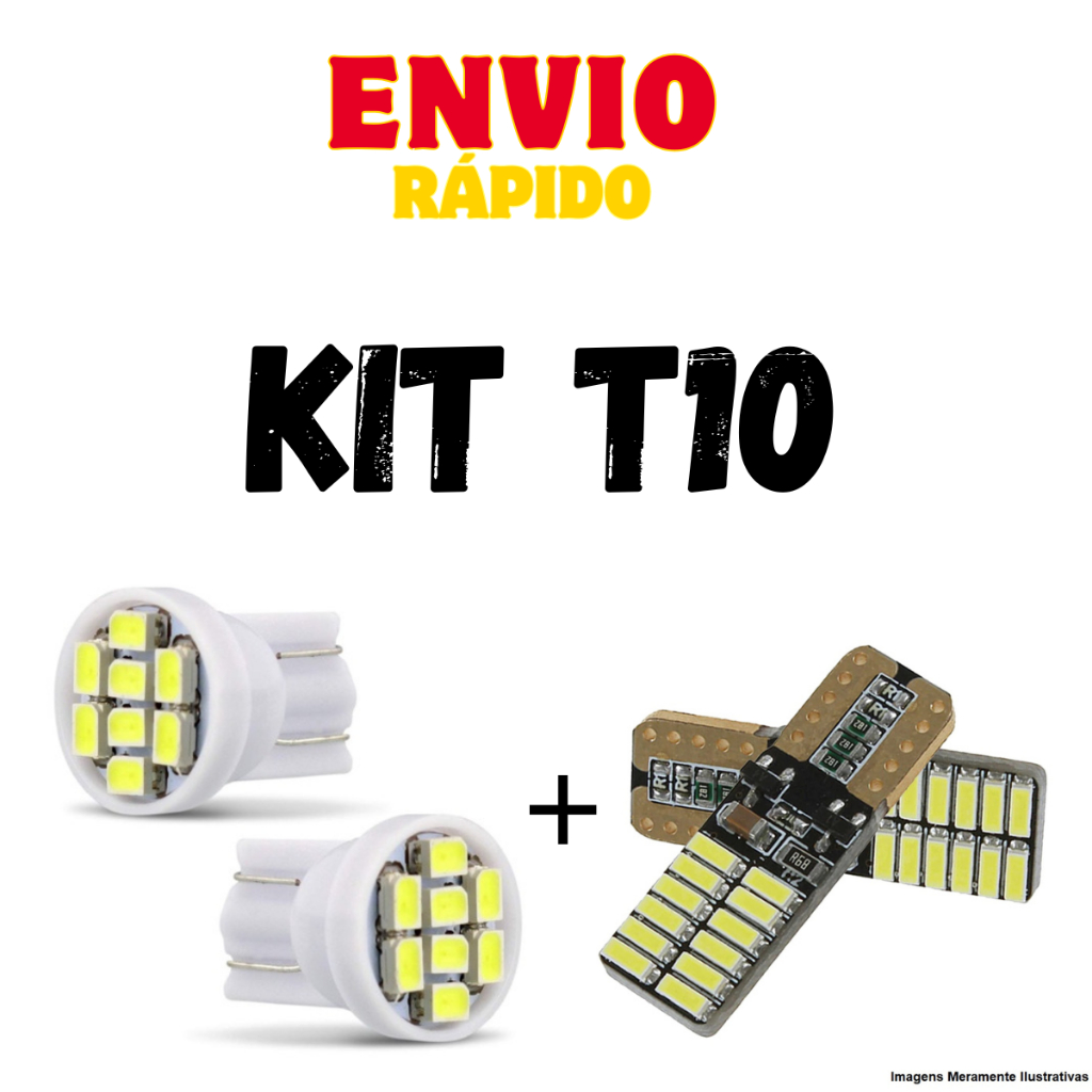 Kit 1 Par Canceller CANBUS + 1 Par Lâmpadas LED T10 Super Branca 6000K ...