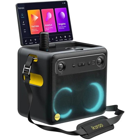 Caixa De Som Karaokê Joog X2 600w Tela 10,1 Com 2 Microfones