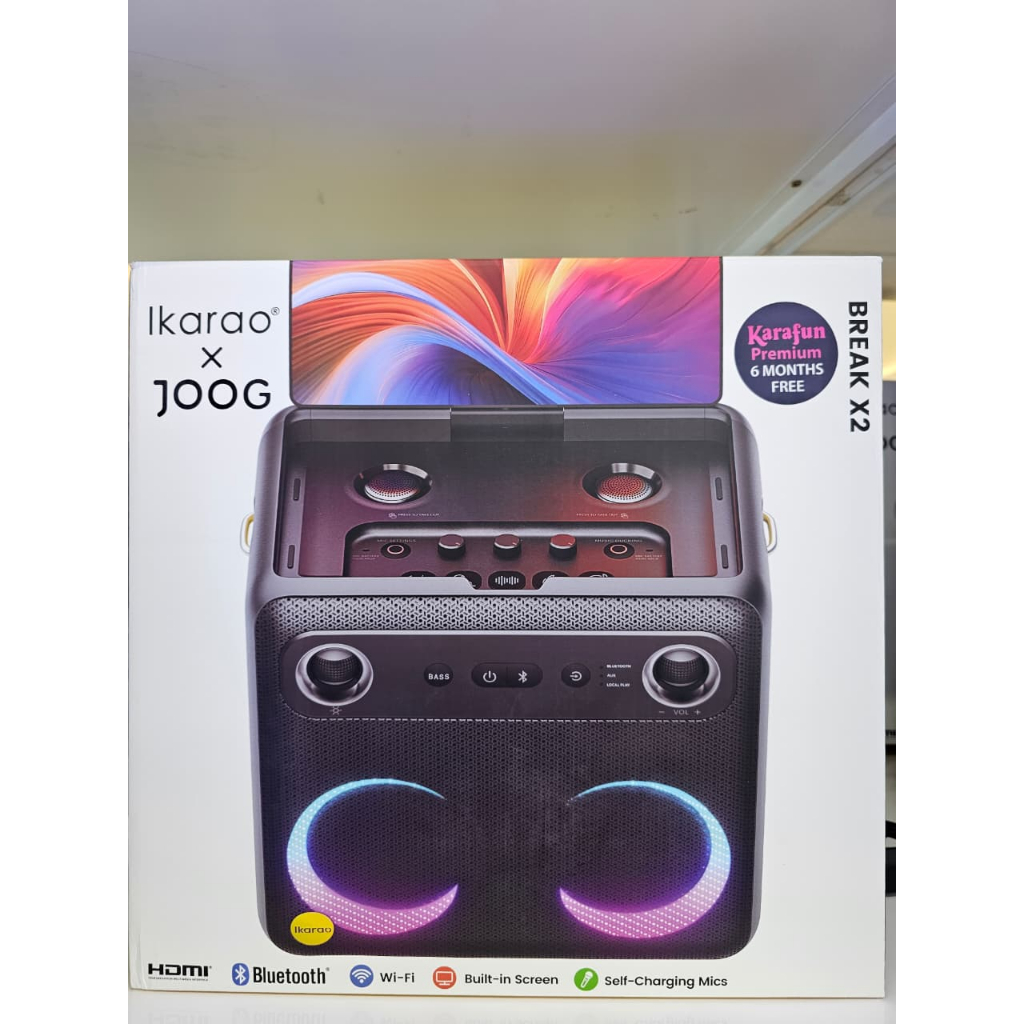 Caixa De Som Karaokê Joog X2 600w Tela 10,1 Com 2 Microfones