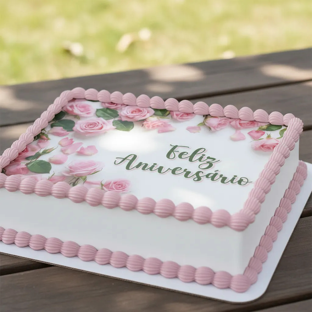 Papel arroz comestível para bolo aniversário festa feliz ani