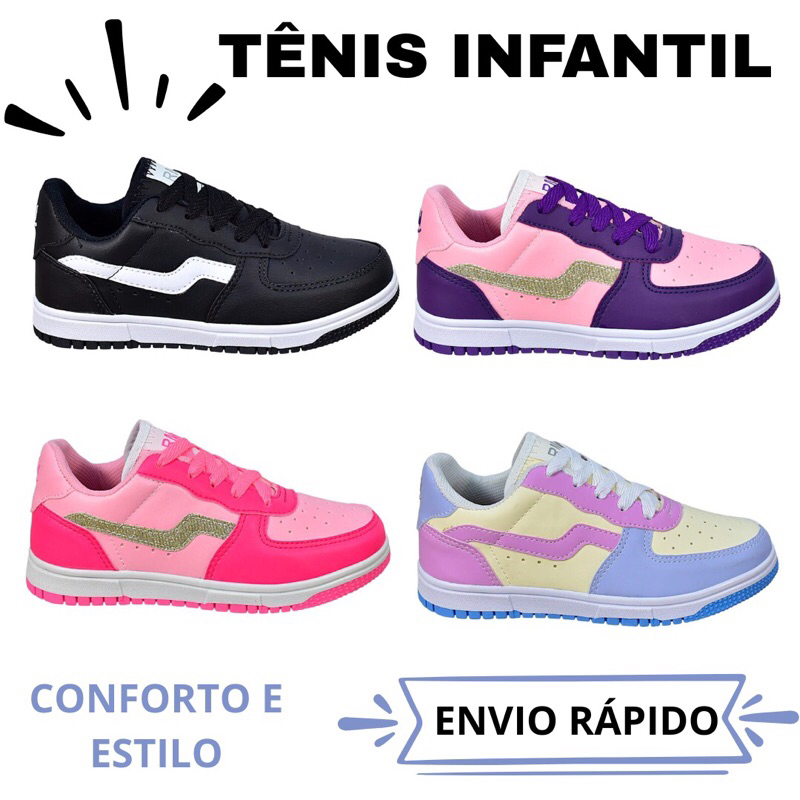 tênis infantil criança menina menino casual leve escola confortável ...