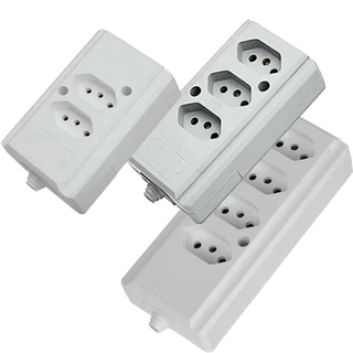 Tomada Em Barra Tipo Régua Com Várias Tomadas 2P+T Fixa Branca Hercules BIAMP Sem Cabo Profissional em Oferta na Shopee