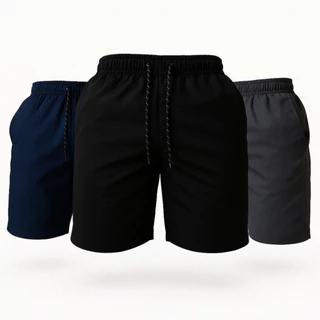 Kit 3 Shorts Poliéster Dry Fit Masculino Treino Academia