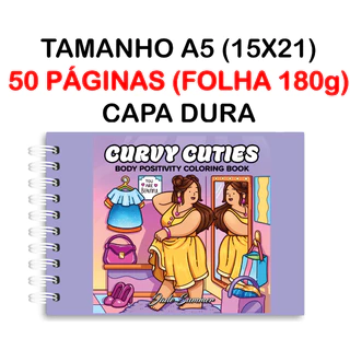 Livro de Colorir Curvy Cuties - 42 Folhas Papel 180g wire-o capa normal ou holográfica e elástico pintar good color em Oferta na Shopee